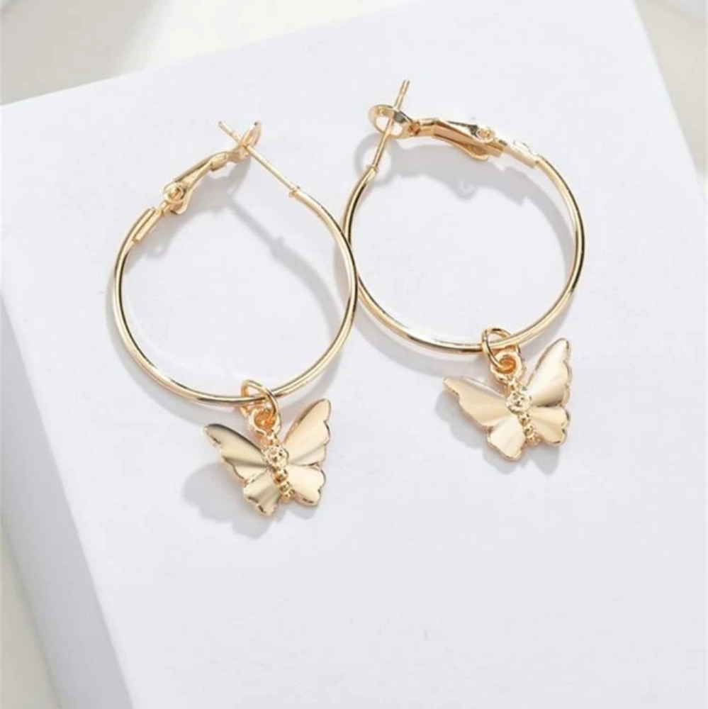 GOLD BUTTERFLY MINI HOOPS